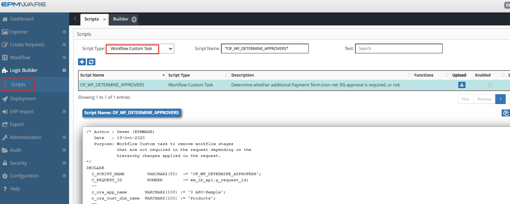 Workflow Custom Task Logic Script